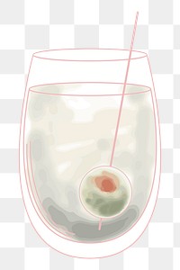 Png Cute cocktail illustration element, transparent background