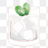 Png Cute cocktail illustration element, transparent background