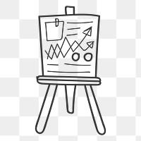 Png business data analysis board doodle element, transparent background