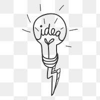 Png lightbulb doodle element, transparent background