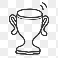 Png trophy doodle element, transparent background