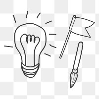 Png lightbulb doodle element, transparent background