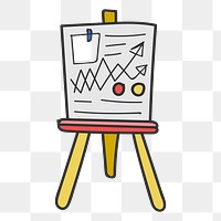 Png business data analysis board doodle element, transparent background