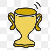 Png trophy doodle element, transparent background