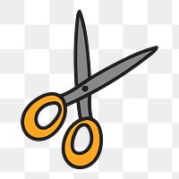 Scissors doodle png element, transparent background