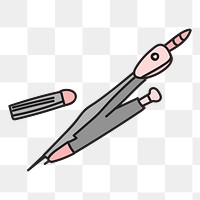 Stationery doodle style png element, transparent background