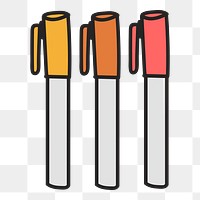 Pens doodle png element, transparent background