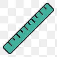 Ruler stationery doodle png element, transparent background