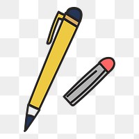 Stationery doodle style png element, transparent background