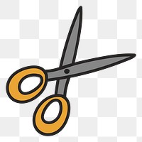 Scissors doodle png element, transparent background