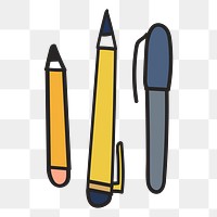 Stationery doodle style png element, transparent background
