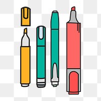 Pens doodle png element, transparent background
