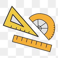 Ruler stationery doodle png element, transparent background