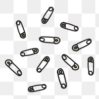 Safety pin doodle png element, transparent background