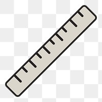 Ruler stationery doodle png element, transparent background
