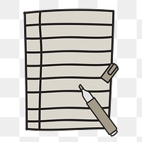 Stationery doodle style png element, transparent background