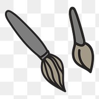 Paint brush doodle png element, transparent background