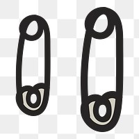 Safety pin doodle png element, transparent background