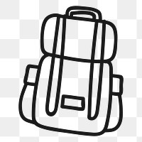  Png travel backpack doodle design element, transparent background