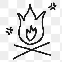  Png outline bonfire doodle design element, transparent background
