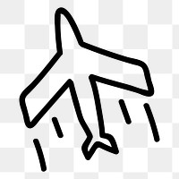  Png flying airplane doodle design element, transparent background