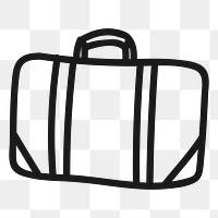  Png vintage luggage doodle design element, transparent background