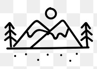  Png outline mountain range doodle design element, transparent background