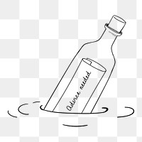 Png message bottle element, transparent background