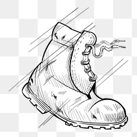Png  wanderlust boot illustration element, transparent background