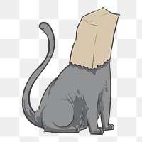 Png  Let the cat out of the bag illustration element, transparent background