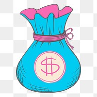 Png money bag illustration element, transparent background