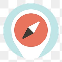 Png orange location compass icon, transparent background