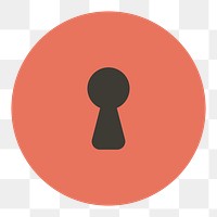 Png orange keyhole protection icon, transparent background