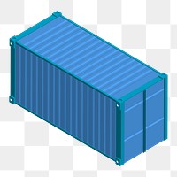 Png blue cargo container illustration, transparent background