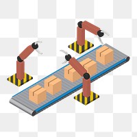 Png logistics conveyer line illustration, transparent background