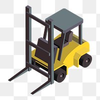 Png yellow warehouse forklift illustration, transparent background