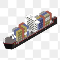 Png cargo ship business illustration, transparent background