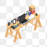 Png modern home office illustration, transparent background