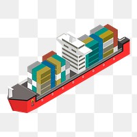 Png red cargo ship illustration, transparent background