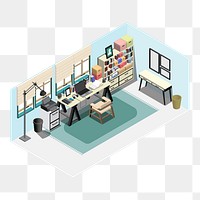 Png contemporary working space illustration, transparent background