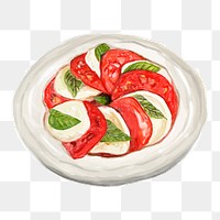 Png caprese salad watercolor illustration, transparent background