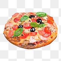 Png Italian pizza watercolor illustration, transparent background