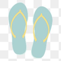 Png blue sandals illustration sticker, transparent background