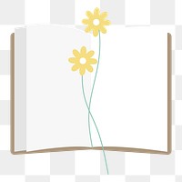  Png floral book illustration sticker, transparent background