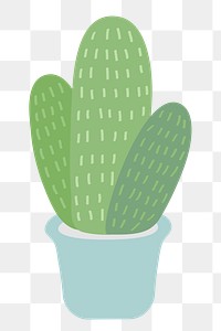  Png potted cactus illustration sticker, transparent background