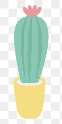  Png blooming cactus illustration sticker, transparent background