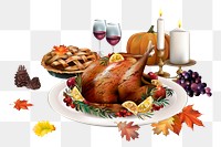 Png thanksgiving dinner element, transparent background