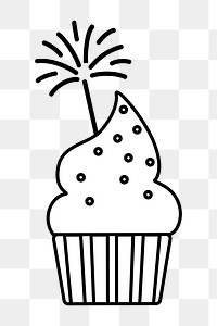 Png simple party cupcake illustration, transparent background
