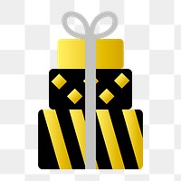 Png gold present box illustration, transparent background