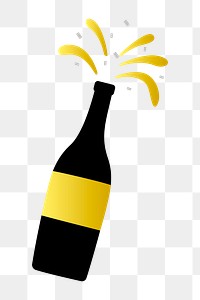 Png festive champagne bottle illustration, transparent background